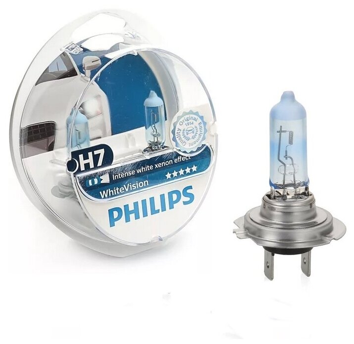 Лампа PHILIPS White Vision H7 12V + W5W - 2шт. (Комплект - 2 шт.) PHILIPS-12972WHVSM