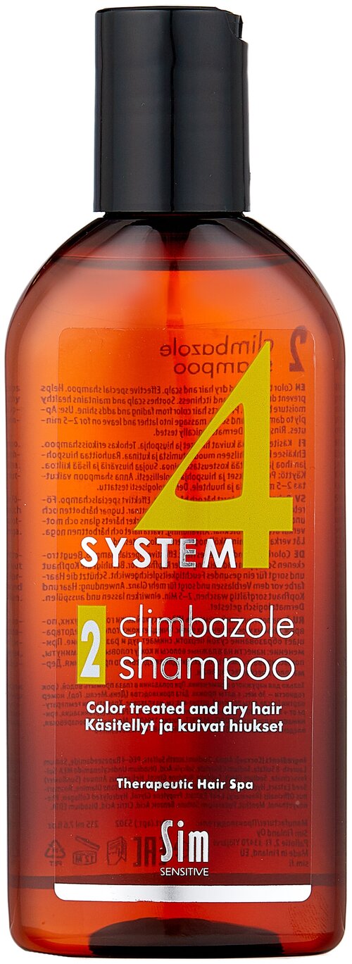 Sim Sensitive шампунь System4 2 Climbazole для сухих, поврежденных и окрашенных волос, 215 мл