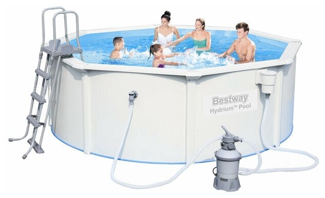 Бассейн Bestway Hydrium каркасный металл 7630л d300см серый (56566 BW) - фото №10