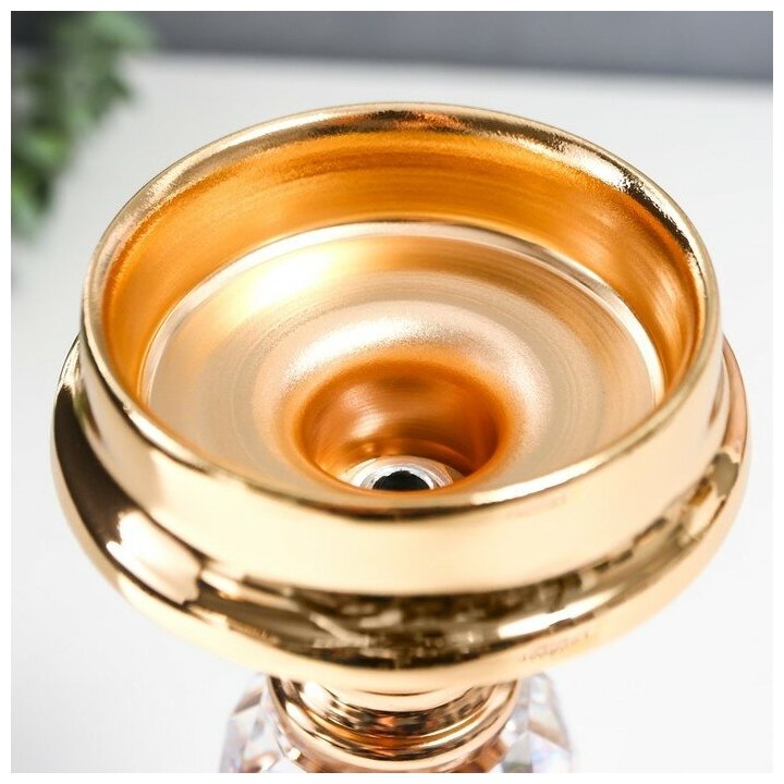 Подсвечник металл на 1 свечу "Классика - прозрачный шар" золото 19х11х11 см 7598081 - фотография № 3