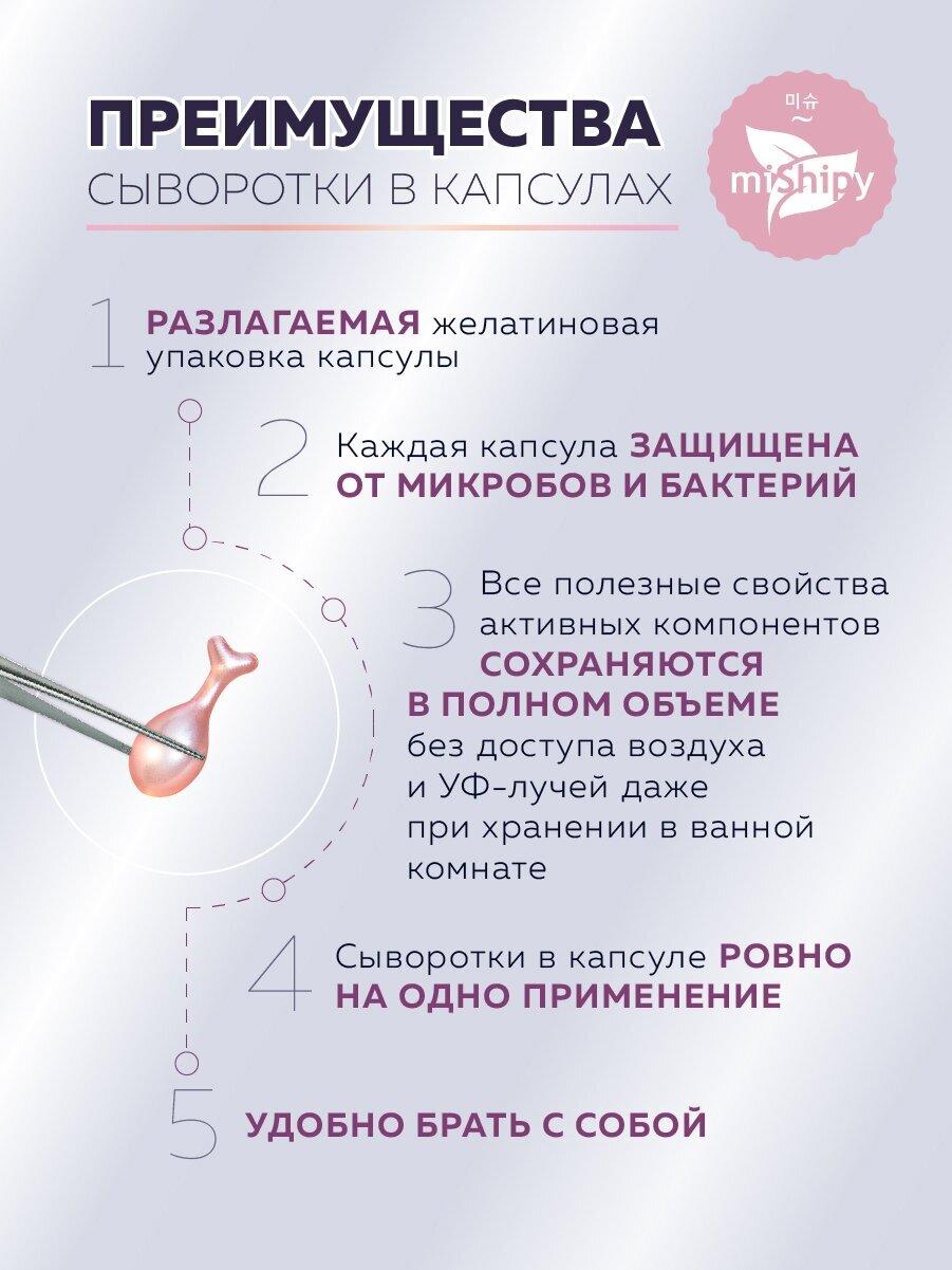 Сыворотка для лица miShipy CARE MACADAMIA F12, сыворотка для лица увлажняющая с экстрактом красных водорослей и листьев розмарина, 30 капсул