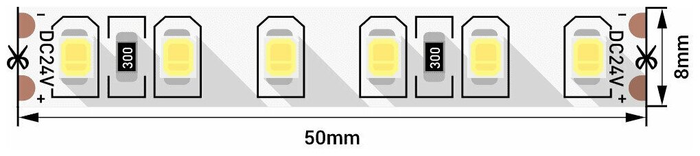 Светодиодная лента SWG "SWG2120-24-9.6-WW-M" 24V IP20 SMD2835 9.6 Вт/м, 900 Лм/м, 120 диодов на 1 метр, ширина 8 мм, цвет теплый белый - фотография № 2