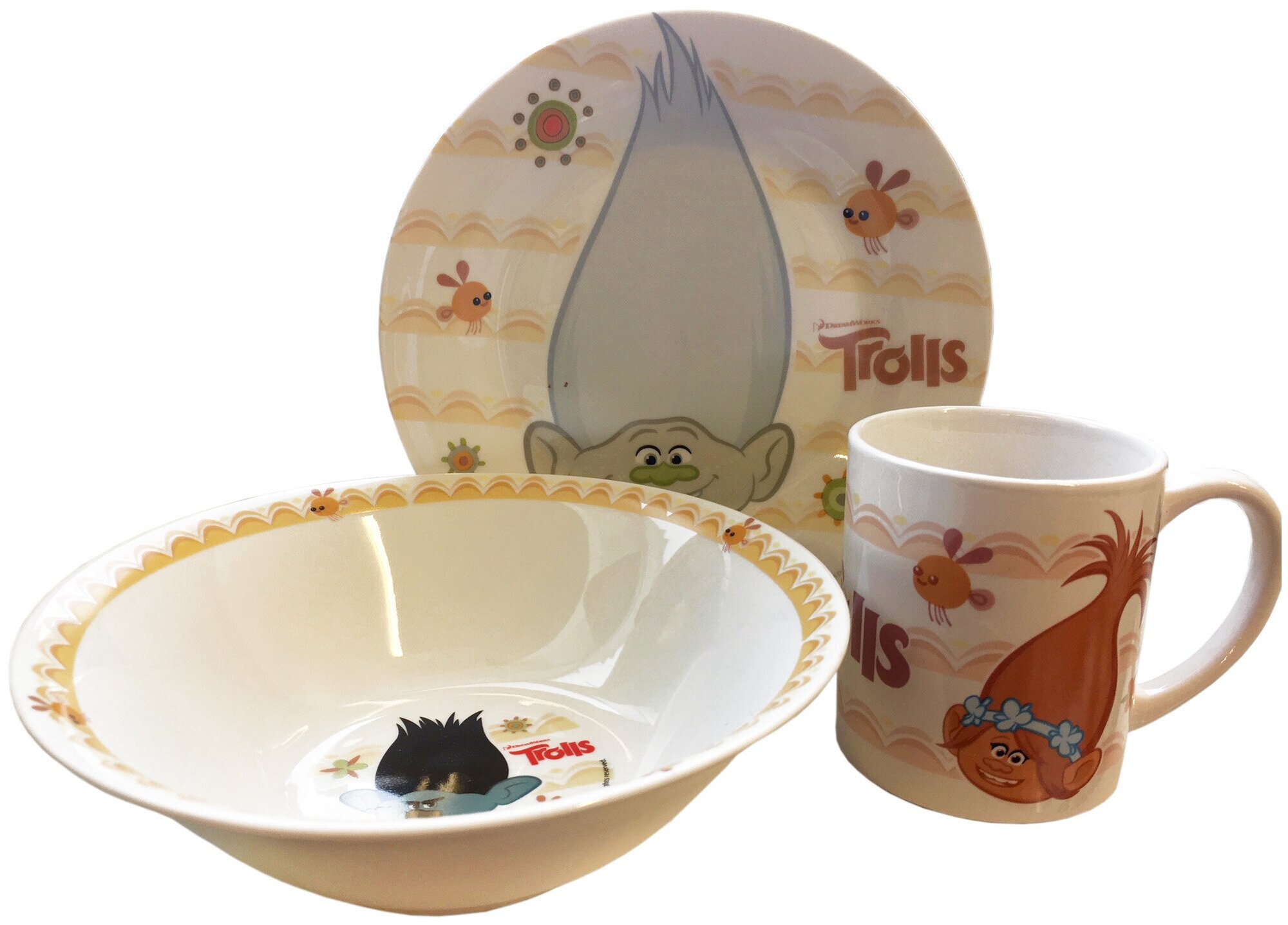 Набор детской посуды Stor 3 предмета Snack Set Trolls - фото №2