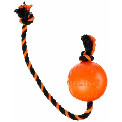 Игрушка для собак Doglike Мяч с канатом Малый (оранжевый-черный-черный)
