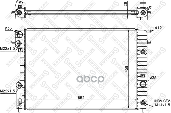 10-25065-Sx_радиатор Системы Охлаждения! Opel Omega B 2,0-2,5 Aut. 94-00 Stellox арт. 1025065SX