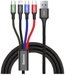 Кабель Baseus Fast 4-in-1 USB - Lightning + Type-C (2) + Micro USB 3.5A 1.2m Black (CA1T4-B01)