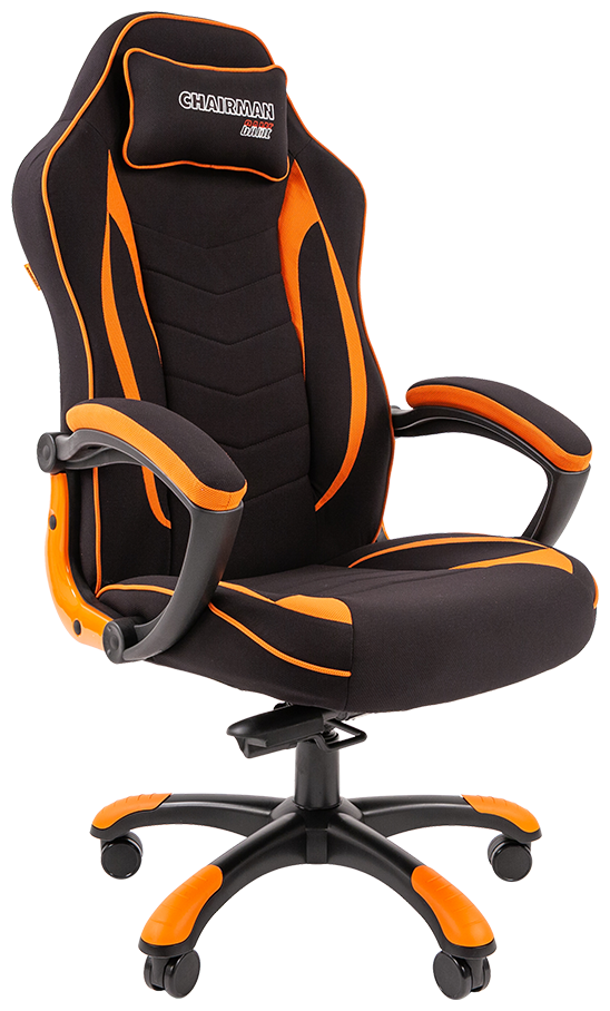 <7059197> Кресло игровое Chairman Game 28 ткань чёрный/оранжевый .