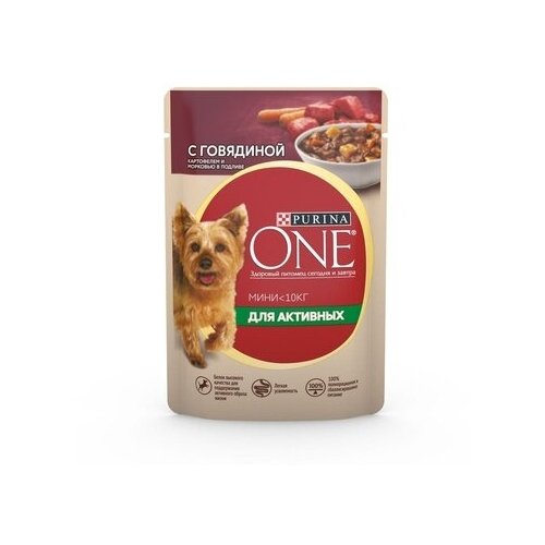 Purina One Паучи для взрослых собак малых пород с говядиной картофелем и морковью в подливе Активная 1241694612453963 0,085 кг 41943 (30 шт)