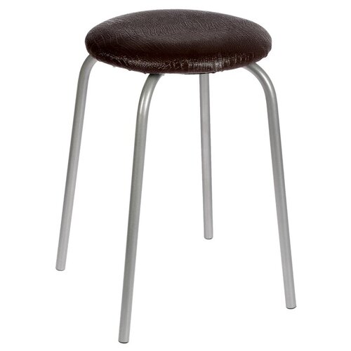 фото Табурет "эконом" серебристый металлик/шоколадная рептилия 3415551 доляна