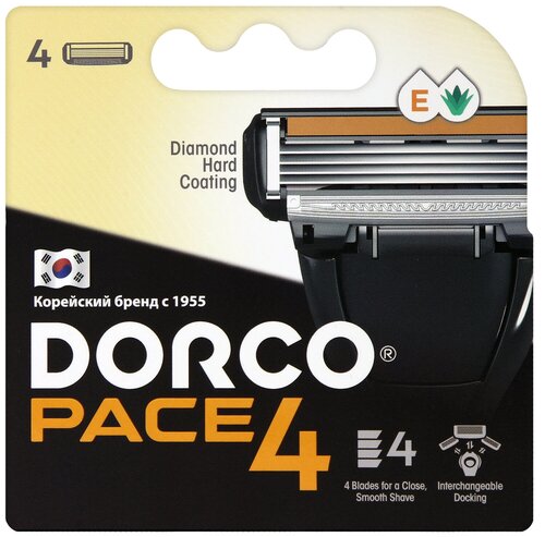 Сменные кассеты Dorco Pace 4, черная, 4 шт.