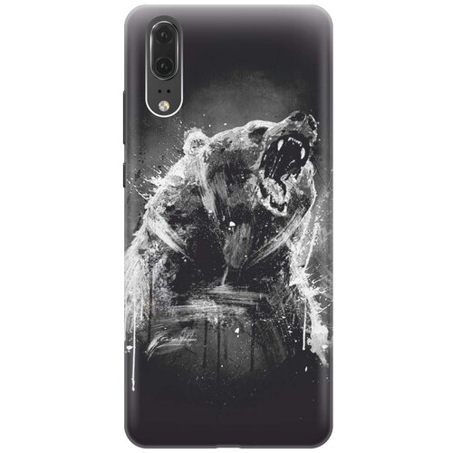 фото Cиликоновый чехол на huawei p20 / хуавей п20 с принтом "разъяренный медведь" gosso
