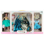 Набор оригинальной детской куклы Эмили с нарядами и сумкой с пайетками с аксессуарами / Большая дизайнерская кукла в подарок для девочек от 3 лет / 28 см - изображение