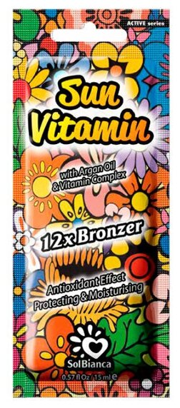 SOLBIANCA Крем для загара в солярии “Sun Vitamin” 12х bronzer, 15 мл (с маслом арганы, витамином Е)