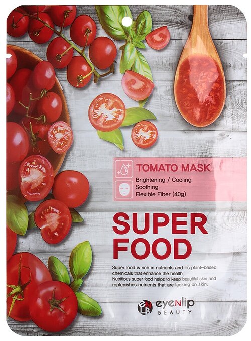 Eyenlip Super Food тканевая маска с экстрактом томатов, 23 г, 23 мл