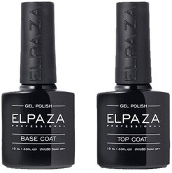 ELPAZA Набор для маникюра Base Coat + Top Coat, прозрачный, 10 мл