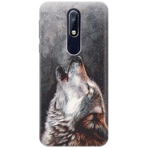 фото Gosso ультратонкий силиконовый чехол-накладка для nokia 7.1 (2018) с принтом "морозный волк"