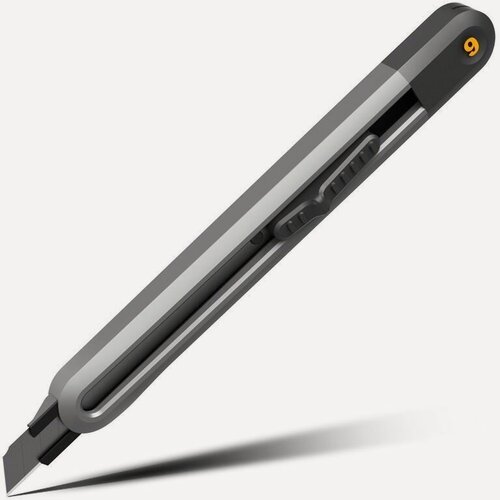 Изображение товара Технический строительный нож "Home Series Black" Deli HT4009 (сегментированное черное лезвие 9мм, эксклюзивный дизайн, корпус из высококачественного софттач пластика)
