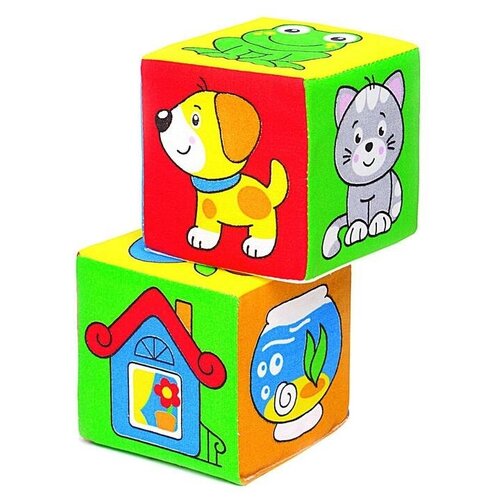 Мякиши Развивающая игрушка-кубики «Чей домик?»