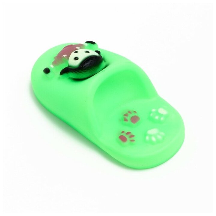Игрушка пищащая "Тапок" для собак, 10 см, зелёная - фотография № 3