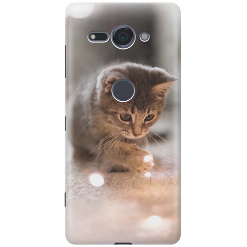 фото Cиликоновый чехол на sony xperia xz2 compact / сони иксперия икс зет 2 компакт с принтом "котенок и свет" gosso