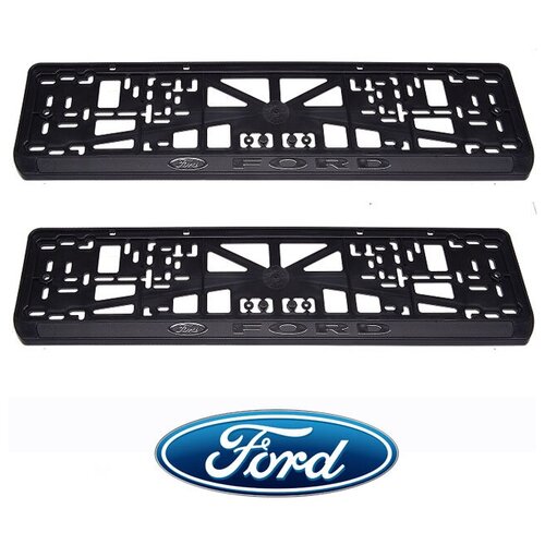 Рамки номерного знака Ford, пластиковые, комплект: 2 рамки, 4 хромированных самореза