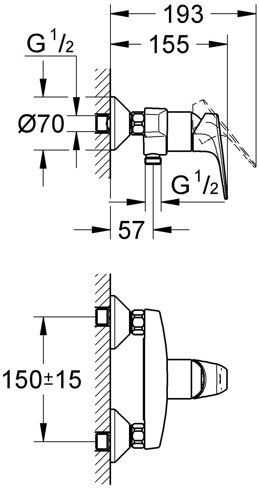 Смеситель для душа Grohe BauFlow 32812000, рычажный — купить по ...