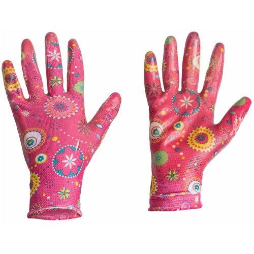 Перчатки хозяйственные нитриловые, размер M, розовый, арт. LNL189 M
