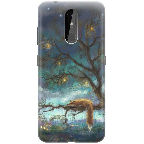 фото Re:paчехол - накладка artcolor для nokia 3.2 (2019) с принтом "лиса на дереве"
