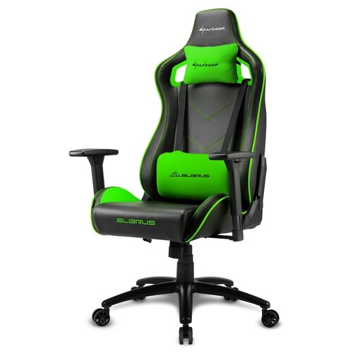 фото Компьютерное кресло sharkoon elbrus 2 игровое, обивка: искусственная кожа, цвет: green