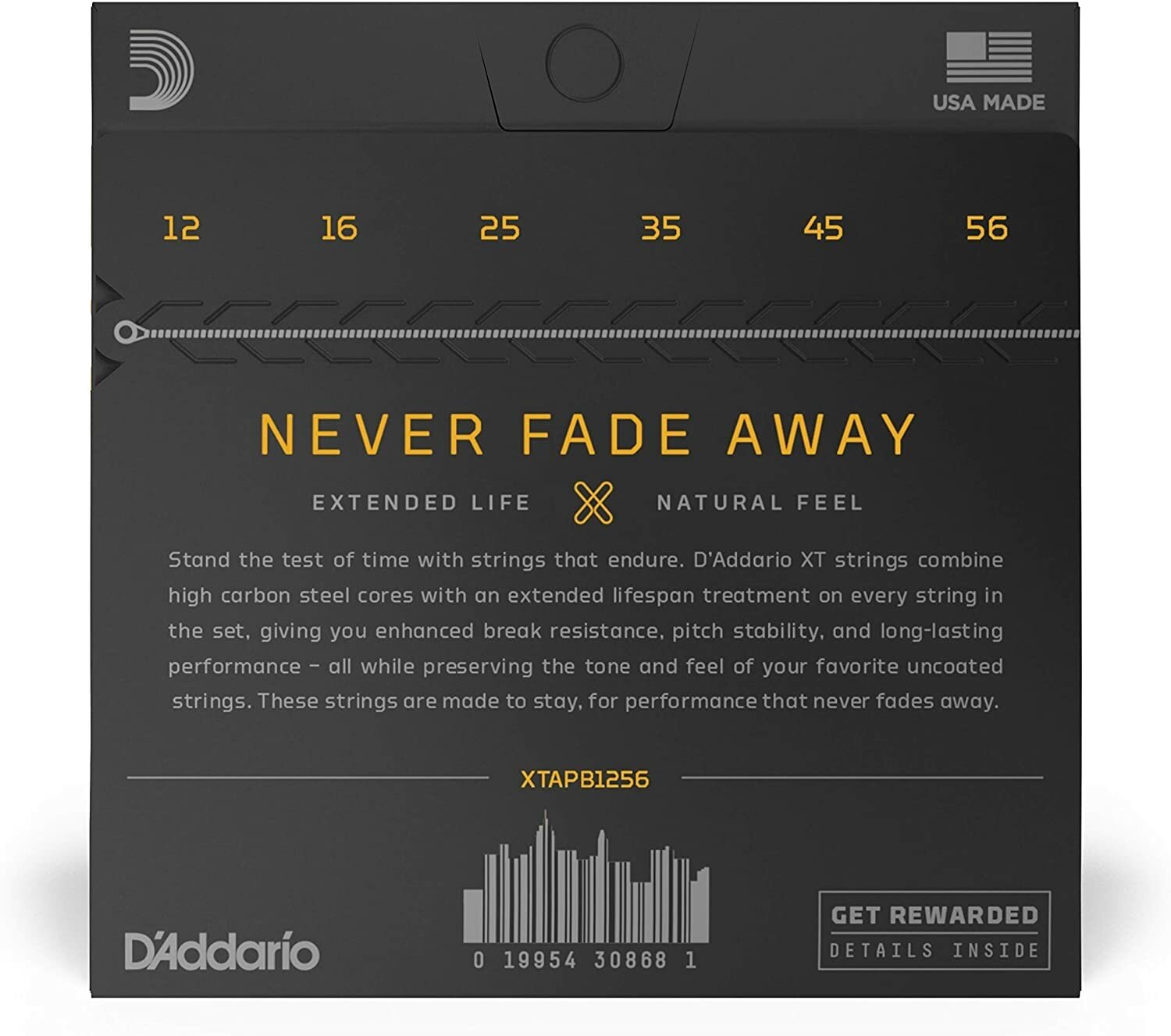 Струны D'Addario XT Phosphor Bronze Acoustic 12-56 (XTAPB1256). Оригинальные, США! — фото 1