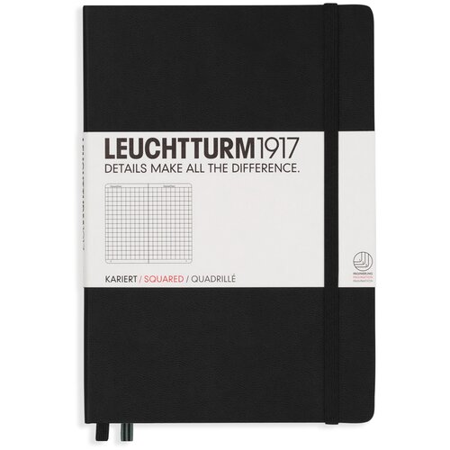 Блокнот Leuchtturm1917 315928 черный A5, 124 листа, черный, цвет бумаги бежевый