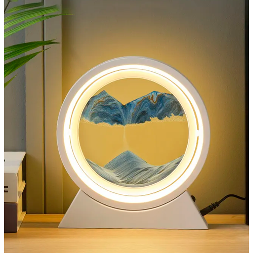 фото Песочная картина 3d с подсветкой по контуру, диаметр 25 см, в белой рамке с синим песком studyset