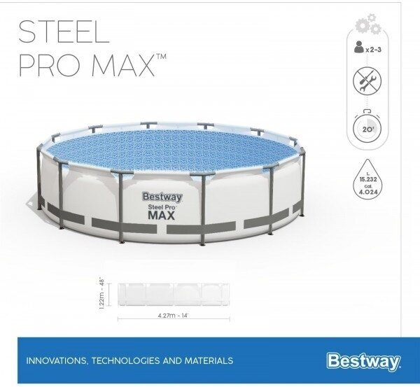 Каркасный бассейн Steel Pro Max 427х122см, 15232л, фил.-насос 3028л/ч, лестница, тент - фотография № 6