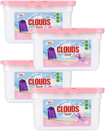 CLOUDS Delicate Капсулы для деликатной стирки Сакура и роза (10 г х 30) 300 гр. - 4 уп.