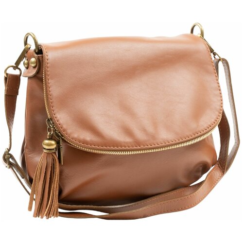 фото Сумка кросс-боди sefaro, фактура гладкая, коричневый