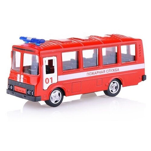 Автобус Play Smart ПАЗ (6523А) 1:52, 11 см, красный металлическая машинка play smart 1 52 паз 3237 омона 12 см 6523 b автопарк инерционная