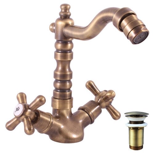 Смеситель для биде RavSlezak MORAVA RETRO с донным клапаном бронза MK121.5/9SM