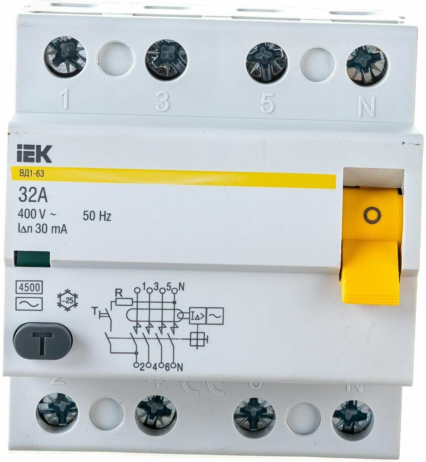 Выключатель дифференциального тока (УЗО) 4п 32А 30мА тип AC ВД1-63 IEK MDV10-4-032-030