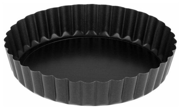 Форма для выпечки «Жаклин. Рифлёный круг», d=13,5 см, съёмное дно, антипригарное покрытие, цвет чёрный - фотография № 2