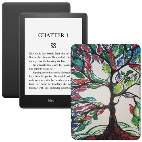 Электронная книга Amazon Kindle PaperWhite 2021 16Gb black Ad-Supported с обложкой ReaderONE PaperWhite 2021 Tree