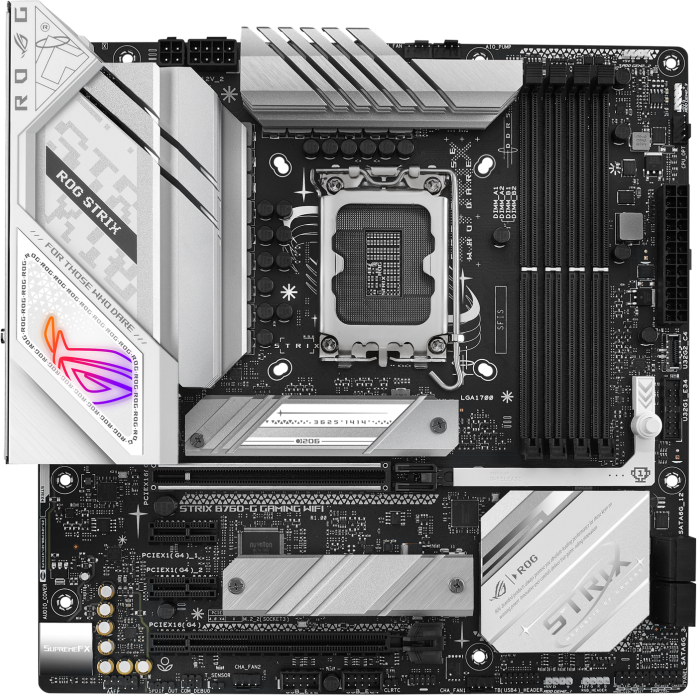 Материнская плата ASUS ROG STRIX B760-G GAMING WIFI Socket 1700 B760 4xDDR5 2xPCI-E 16x 2xPCI-E 1x 4xSATA III mATX Retail 90MB1EQ0-M0EAY0