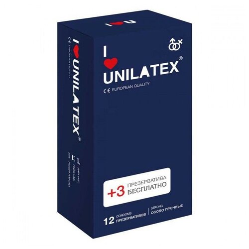 Ультрапрочные презервативы Unilatex Extra Strong - 12 шт. + 3 шт. в подарок (цвет не указан)
