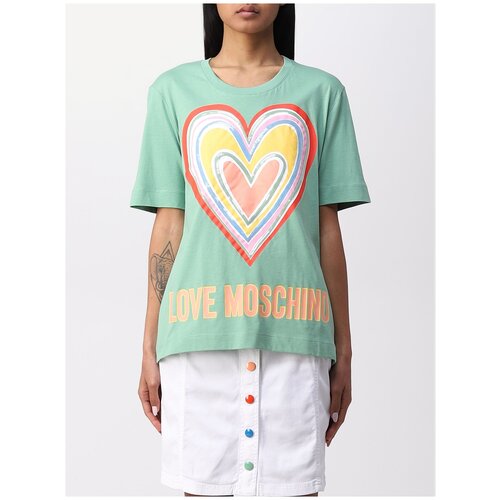 Футболка для женщин, LOVE MOSCHINO, модель: W4F153OM3876A00, цвет: белый, размер: 40