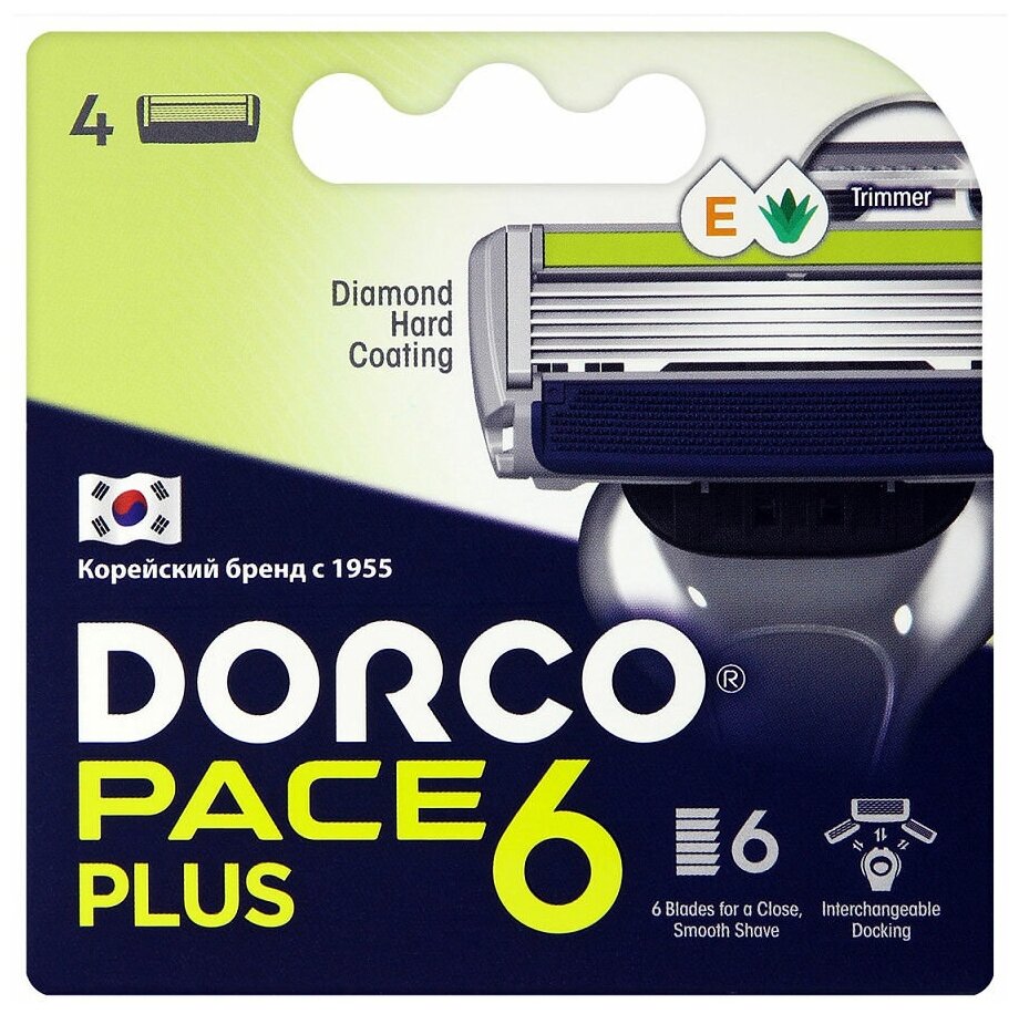 Дорко / Dorco Pace6 Plus - Сменные кассеты с 6 лезвиями 4 шт