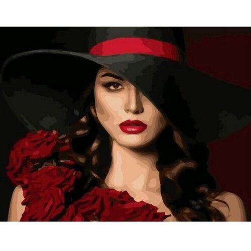 картина по номерам дама в красной шляпе 40x50 см Картина по номерам Дама в шляпе 40х50 см АртТойс