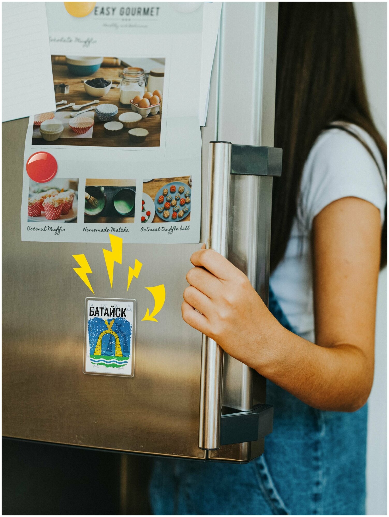 Магнит подарочный из акрила на холодильник с принтом Флаг Батайск. Магнитик на доску с рисунком на подарок - фотография № 2