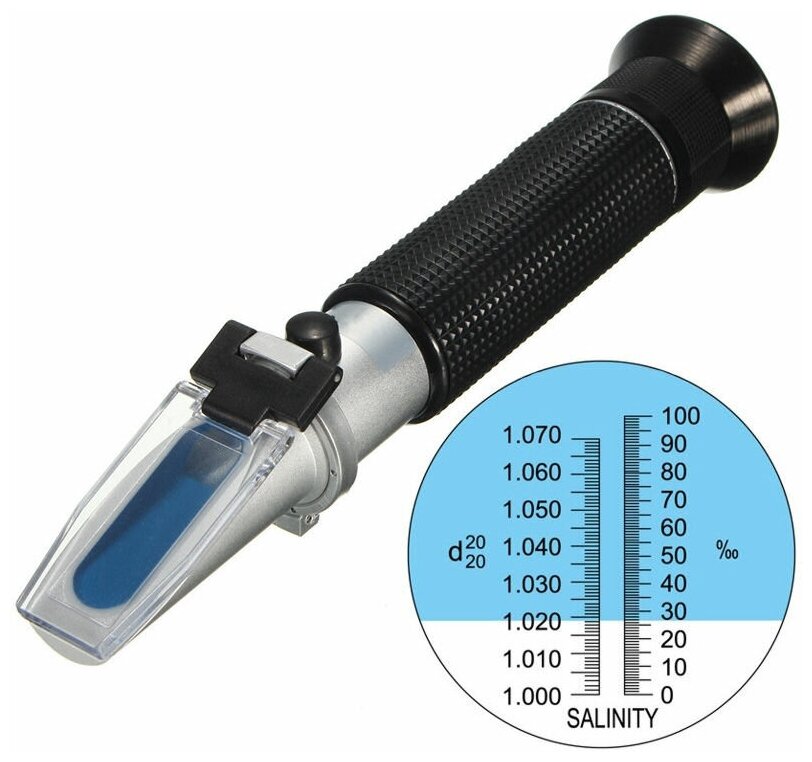 Ручной рефрактометр RHS-10/ATC для определения солености воды шкала 0-10% шкала 1.000-1.070кг/л