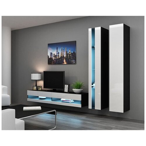 Гостиная Виго нью 5 Белый Фасадный 0101 / Черный 0190