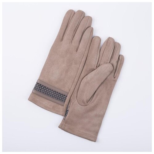 фото Перчатки жен безразмер, 24*2*8, замша, мажет узор, без подклада, беж 5161923 сима-ленд