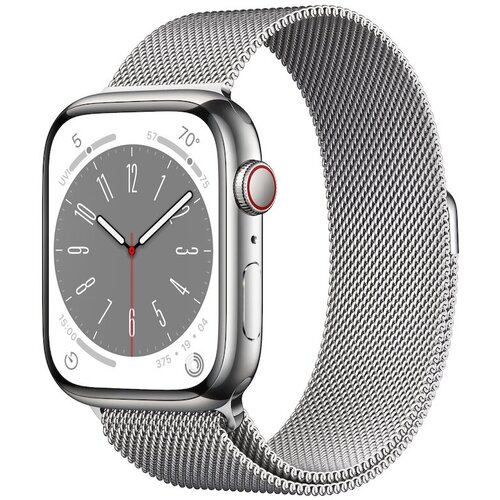 Apple Watch Series 8 45mm Silver Stainless Steel Case with Silver Milanese Loop (GPS+Cellular)